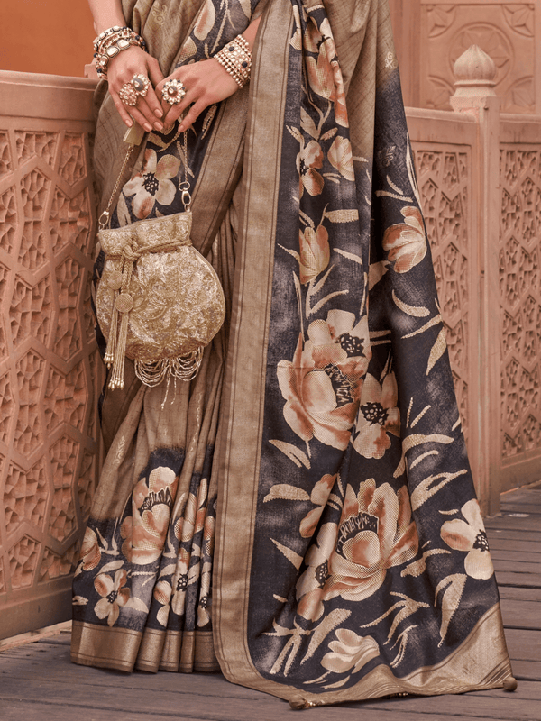 Beige Banarasi Dola Silk Saree