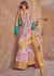 Beige Georgette Printed Saree With Gold Zari Border