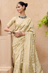 Beige Gold Banarasi Silk Saree