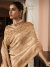 Beige Gold Banarasi Tissue Silk Saree