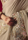 Beige Gold Designer Silk Saree with Contrast Blouse