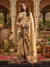 Beige Gold Embroidered Designer Tissue Silk Saree