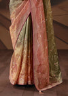 Beige Rose Dual Tone Organza Silk Saree with Wine Contrast Blouse