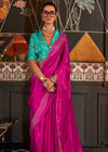 Berry Pink Banarasi Soft Satin Silk Saree