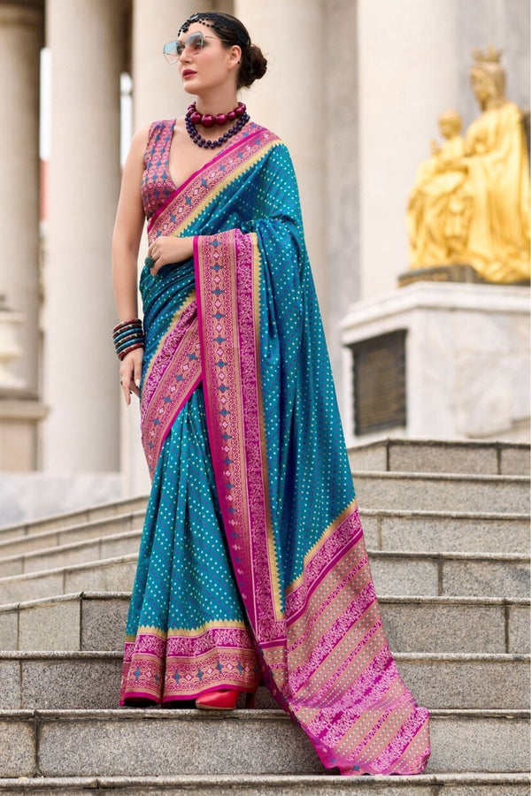 Blue Banarasi Soft Silk Saree