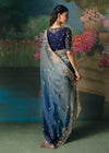 Blue Ombre Designer Silk Saree with Heavy Embroidery Work