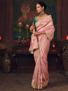 Blush Pink Designer Tissue Silk Saree with Contrast Blouse