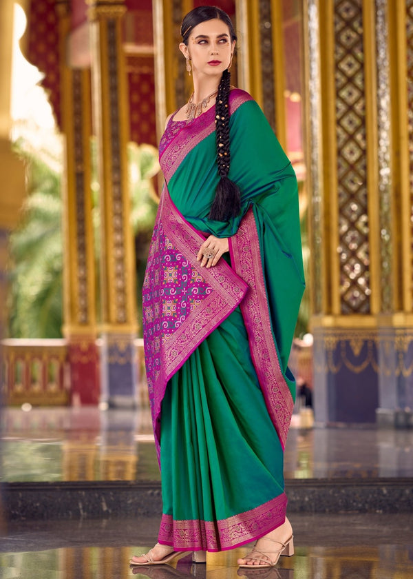 Bottle Green Banarasi Silk Saree