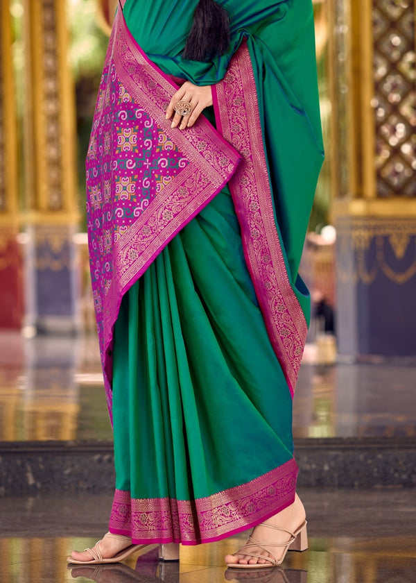 Bottle Green Banarasi Silk Saree