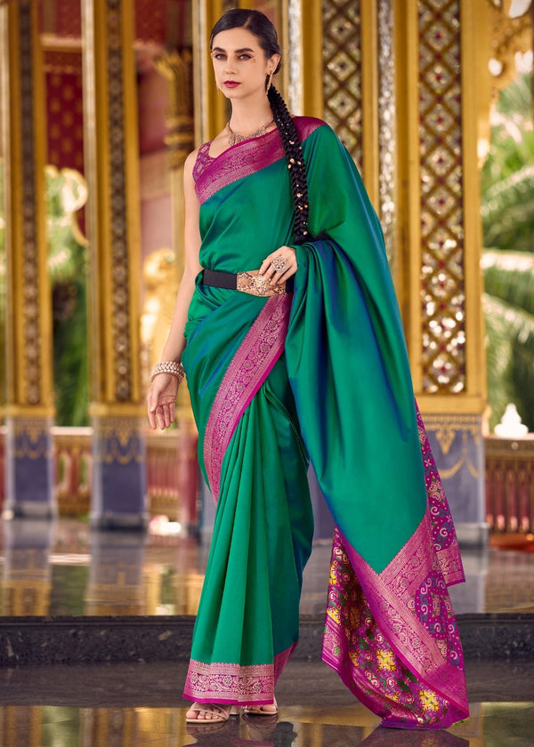 Bottle Green Banarasi Silk Saree