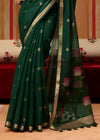 Bottle Green Cotton Silk Saree