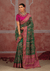 Bottle Green Embroidered Designer Satin Silk Saree