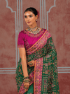 Bottle Green Embroidered Designer Satin Silk Saree