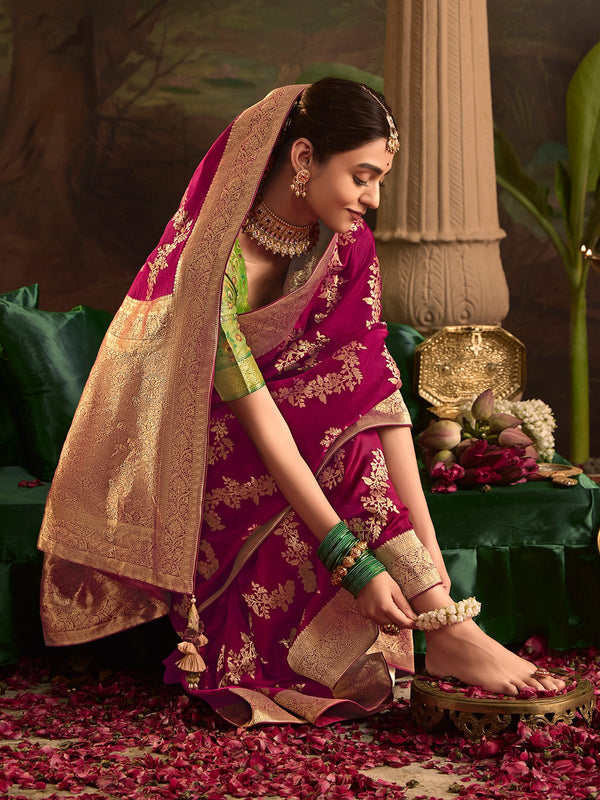 Bridal Banarasi Silk Saree in Magenta Pink