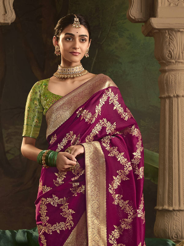 Bridal Banarasi Silk Saree in Magenta Pink