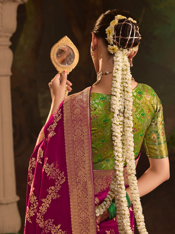 Bridal Banarasi Silk Saree in Magenta Pink