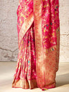 Bridal Red Zari Woven Banarasi Silk Saree With Contrast Blouse