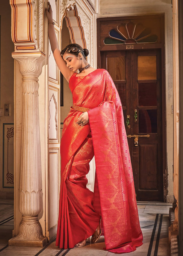 Bridal Red Zari Woven Kanjivaram Silk Saree