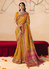 Bright Mustard Yellow Pichwai Designer Dola Silk Saree