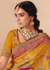 Bright Mustard Yellow Pichwai Designer Dola Silk Saree