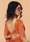 Burnt Orange Organza Silk Designer Saree