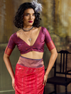 Crimson Red Kanjivaram Silk Saree With Contrast Blouse