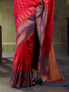 Crimson Red Kanjivaram Silk Saree With Contrast Blouse