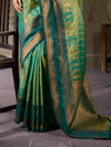 Sea Green Kanjivaram Silk Saree With Contrast Blouse