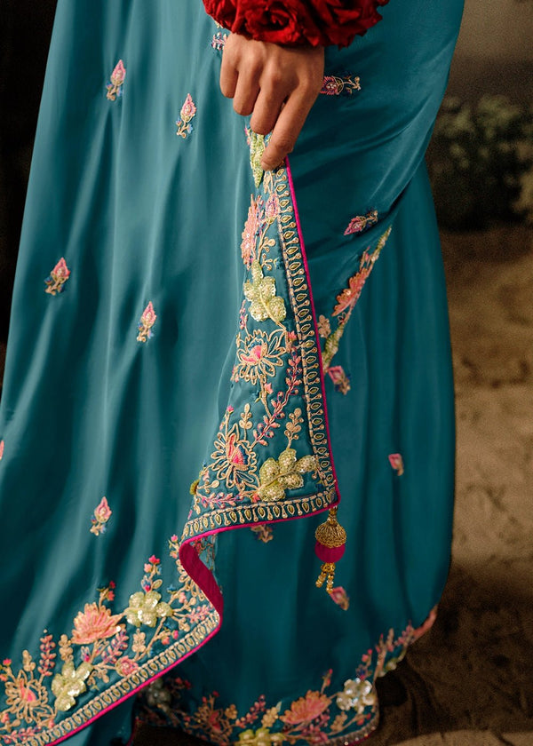 Cadet Blue Fancy Dola Silk Designer Saree