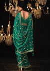 Cadmium Green Heavy Embroidery Designer Silk Saree