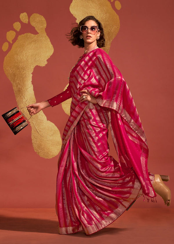 Cardinal Red And Gold Banarasi Soft Silk Saree