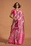 Cerise Pink Woven Kanjivaram Silk Saree