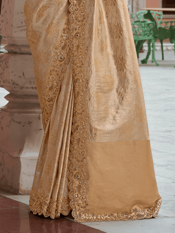 Champagne Gold Banarasi Tissue Silk Saree