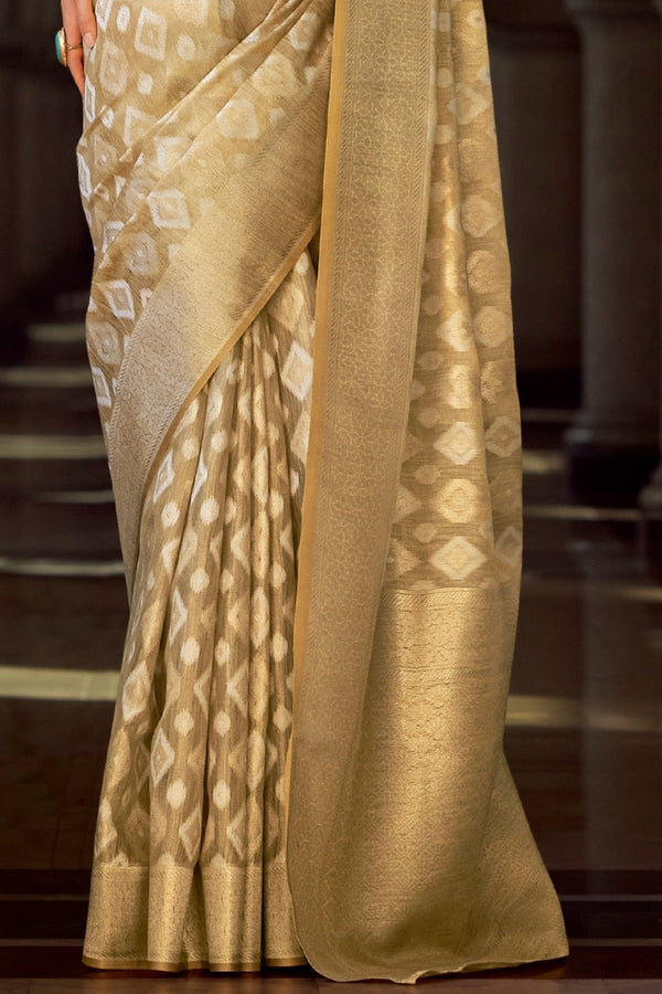 Champagne Gold Banarasi Tissue Silk Saree