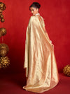 Champagne Gold Banarasi Tissue Silk Saree – back view