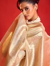 Champagne Gold Banarasi Tissue Silk Saree – pallu detail