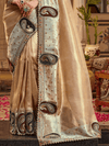 Champagne Gold Embroidered Designer Tissue Silk Saree