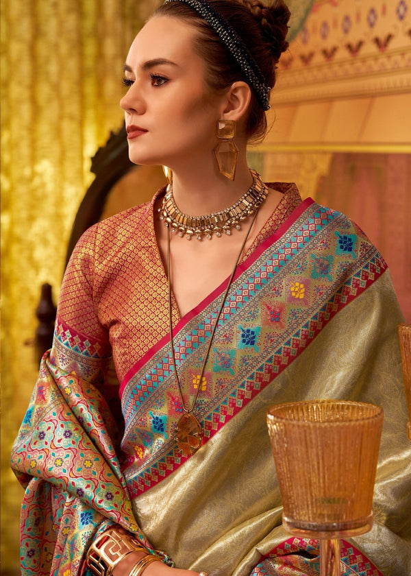 Champagne Gold Kanjivaram Silk Saree