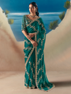 Emerald Green Designer Organza Silk Saree