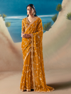 Mustard Yellow Designer Organza Silk Saree