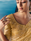 Golden Yellow Designer Organza Silk Saree