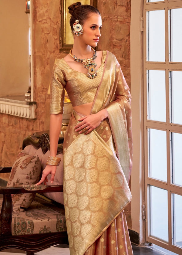 Coffee Gold Banarasi Tissue Silk Saree