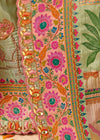 Cool Ice Mint Green Pichwai Designer Dola Silk Saree