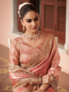 Coral Pink Banarasi Tissue Silk Saree