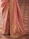 Coral Pink Banarasi Tissue Silk Saree