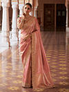 Coral Pink Banarasi Tissue Silk Saree