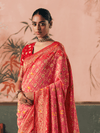 Coral Pink Bandhani Patola Silk Saree