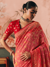Coral Pink Bandhani Patola Silk Saree