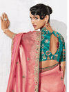 Coral Pink Tissue Silk Saree