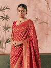 Coral Red Bandhani Patola Silk Saree